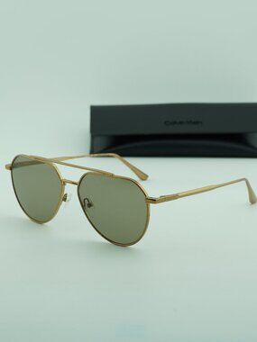 Calvin Klein CK24100S N 771 Unisex Aviator Sunglasses - Gold/Green